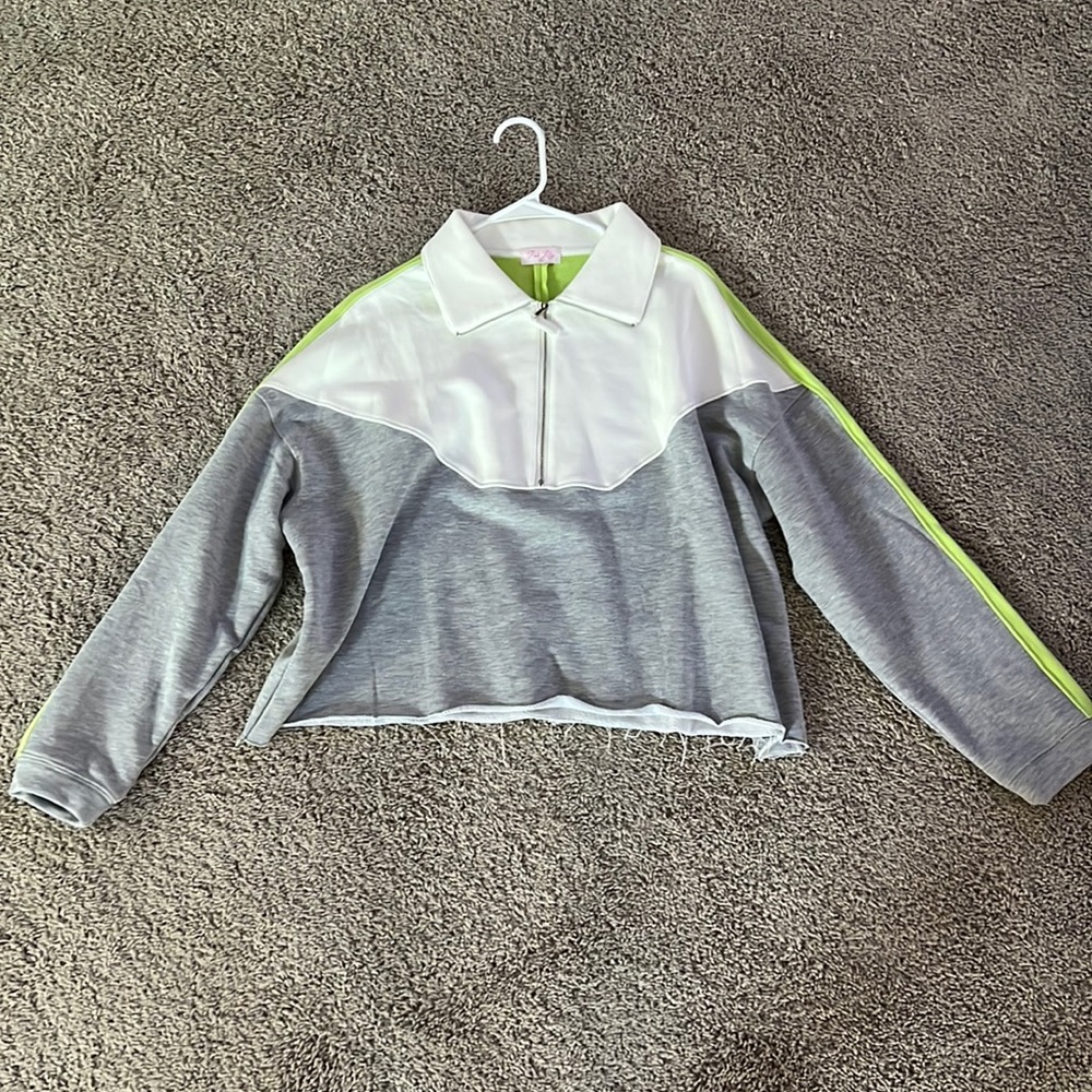 Pink Lily Cropped Quarter Zip Sweatshirt